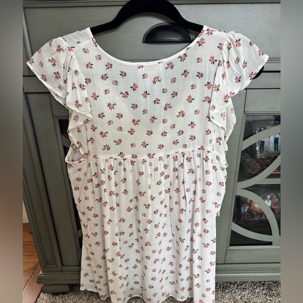 LOFT Cream Floral Blouse with Tassels - Picture 4 of 4